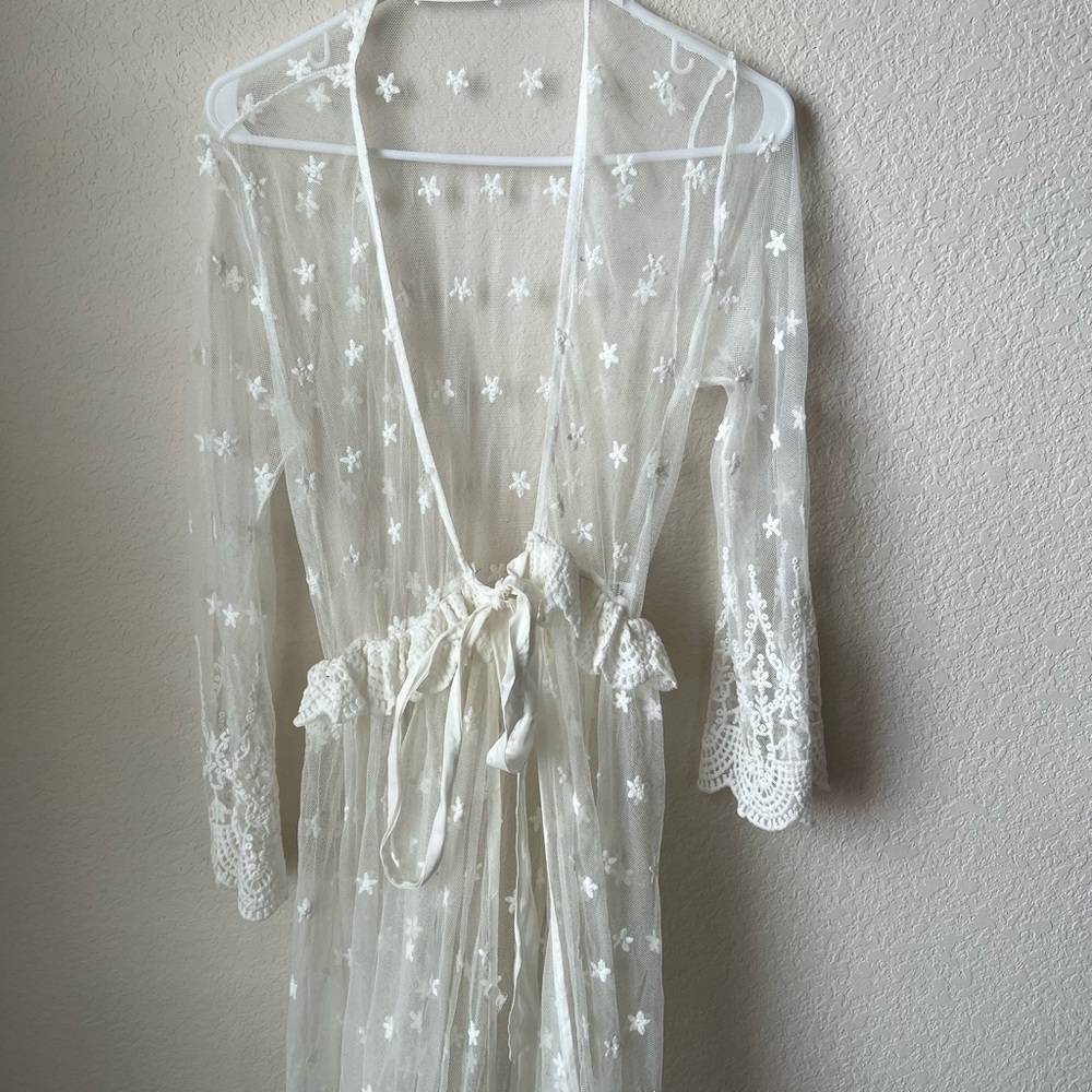 Lace Flower Boho Maxi Kimono